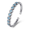 Gabriel & Co. Sterling Silver Bujukan & Blue Topaz Bezel Open Bangle
