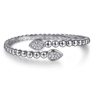 Gabriel & Co. Sterling Silver Bujukan White Sapphire Bypass Bangle