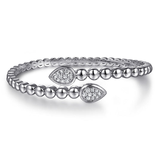 Gabriel & Co. Sterling Silver Bujukan White Sapphire Bypass Bangle