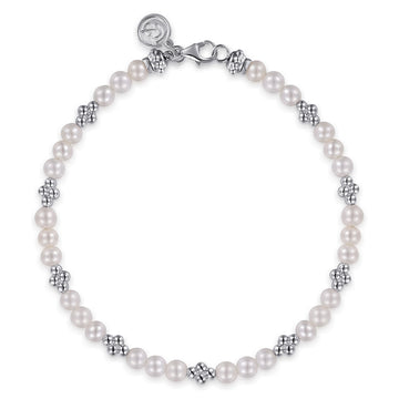 Gabriel & Co. Sterling Silver Bujukan Pearl Station Bracelet