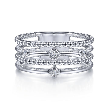 Gabriel & Co. Sterling Silver Bujukan Bezel Set Diamond Stackable Ring