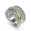Gabriel & Co. Sterling Silver & 14K Bujukan Wide Criss-Cross Ring