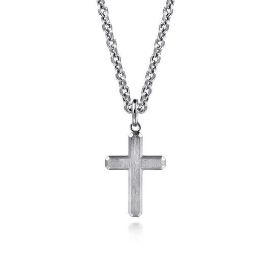 Gabriel & Co. Sterling Silver Brushed Cross Pendant