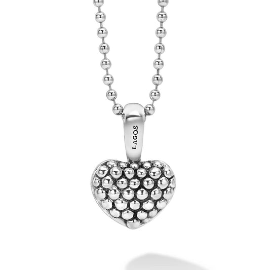 Lagos Sterling Silver Signature Caviar Heart Pendant