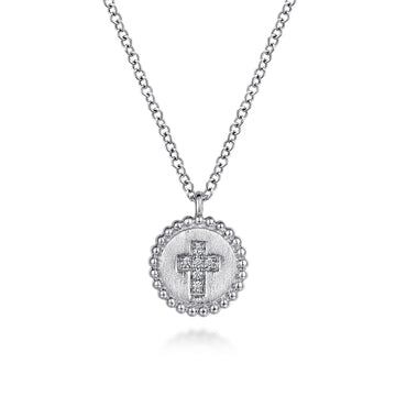 Gabriel & Co. Sterling Silver Bujukan Diamond Cross Circle Pendant
