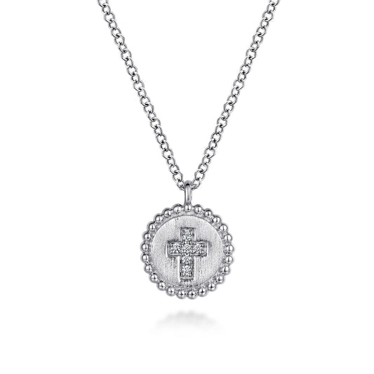 Gabriel & Co. Sterling Silver Bujukan Diamond Cross Circle Pendant