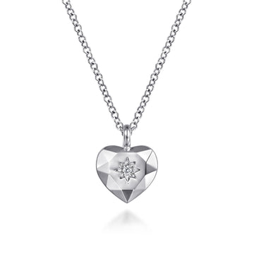 Gabriel & Co. Sterling Silver Diamond-Cut Heart Pendant