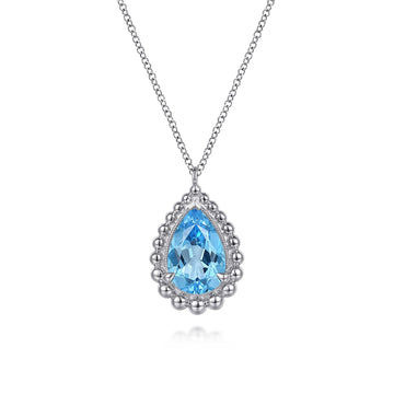 Gabriel & Co. Sterling Silver Bujukan Swiss Blue Topaz Teardrop Pendant
