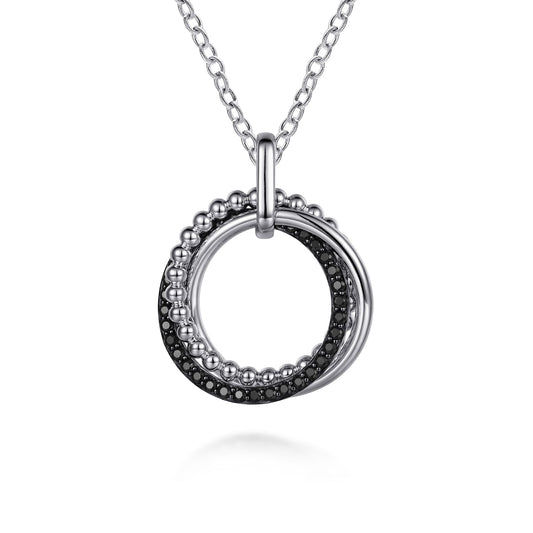 Gabriel & Co. Sterling Silver Black Spinel Bujukan Link Pendant and Chain