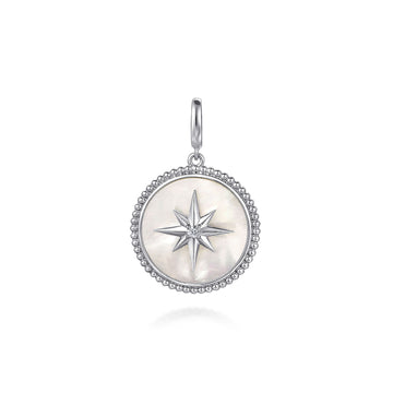 Gabriel & Co. Sterling Silver Bujukan Mother of Pearl Starburst Medallion Pendant