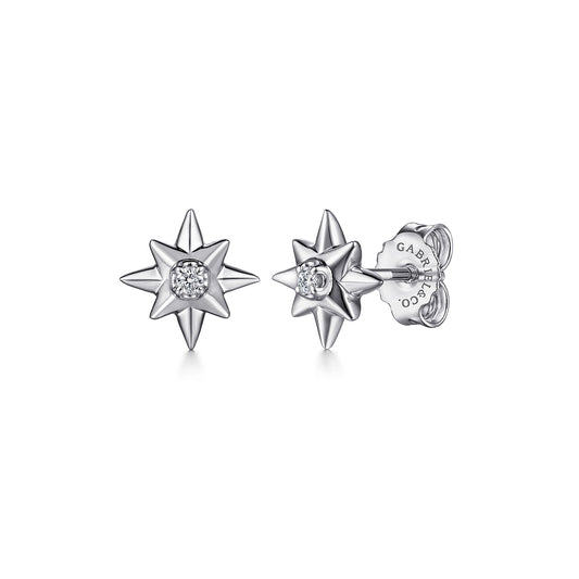 Gabriel & Co. Sterling Silver Diamond Star Studs