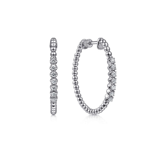 Gabriel & Co. Sterling Silver Bujukan Classic White Sapphire Hoops