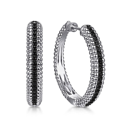 Gabriel & Co. Sterling Silver Bujukan Black Spinel Hoops