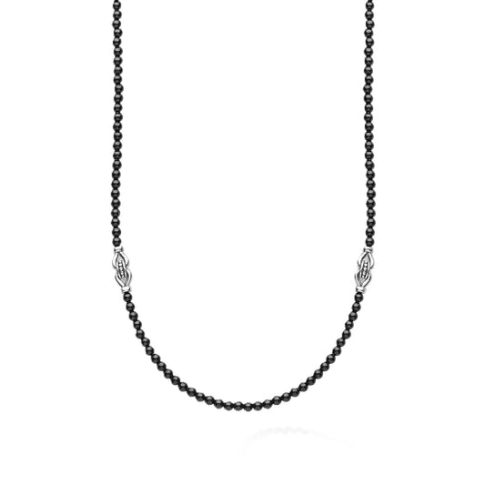 Lagos Black Agate & Sterling Silver Station Necklace
