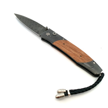 William Henry "Pappy Reserve" Damascus Steel and Wood Pocket Knife