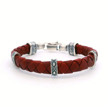 William Henry "Norn" Brown Leather and Sterling Silver Bracelet
