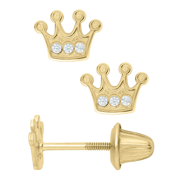 Children's Jewelry 14K Yellow Gold Crown Stud