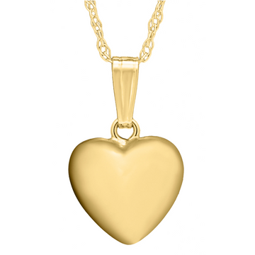Children's Jewelry 14K Yellow Gold Puffed Heart Necklace 13"
