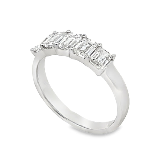 14K Diamond Anniversary Band with 5 Lab Grown Emerald Diamonds 2.00 Carat