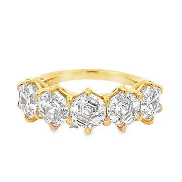 14K Yellow Gold Geometric 5-Stone Lab Grown Diamond Anniversary Band