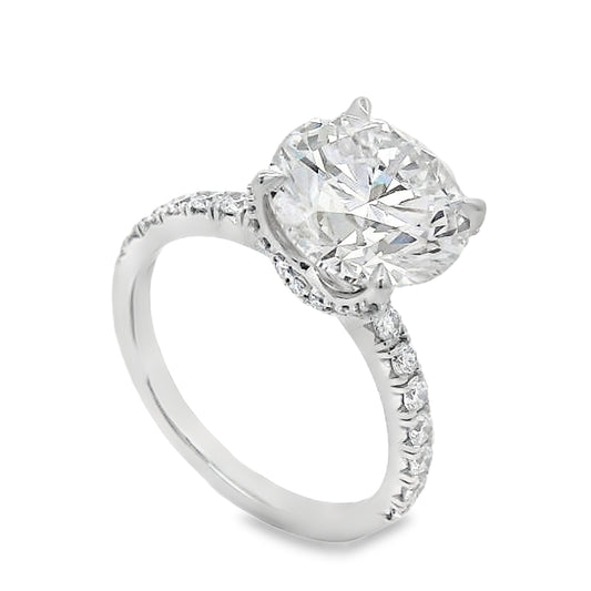 18K White Gold Round Lab Grown Diamond Under-Gallery Engagement Ring