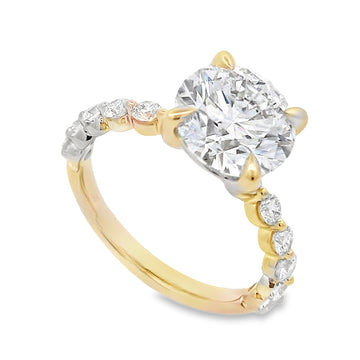 14K Yellow Gold Round Lab Grown Diamond Bubble-Band Engagement Ring
