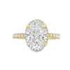 14K Yellow Gold 3-Carat Oval Lab Grown Diamond Pave Halo Engagement Ring