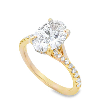 14K Yellow Gold 2-Carat Oval Lab Grown Diamond Split Shank Engagement Ring