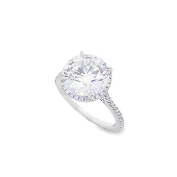 14K White Gold 5-Carat Round Lab Grown Diamond Pave Engagement Ring