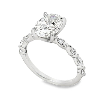 14K White Gold 2-Carat Oval Lab Grown Diamond Engagement Ring