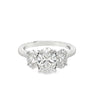 14K White Gold 3-Carat Oval Center Lab Grown Diamond 3-Stone Engagement Ring