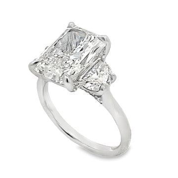 14K White Gold 5-Carat Radiant Lab Grown Diamond Side Stones Engagement Ring