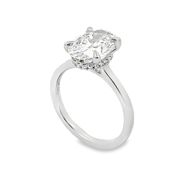 14K White Gold 3-Carat Oval Lab Grown Diamond Engagement Ring