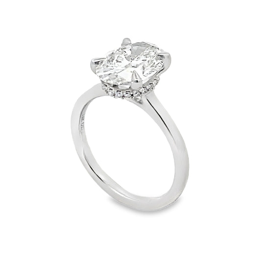 14K White Gold 3-Carat Oval Lab Grown Diamond Engagement Ring