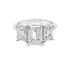 18K White Gold 3-Carat Lab Grown Diamond 3-Emerald Cuts Engagement Ring