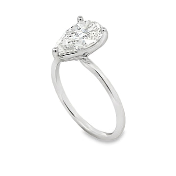 14K White Gold 2-Carat Pear Lab Grown Diamond Engagement Ring