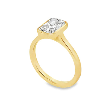 14K Yellow Gold 2-Carat Bezel-Set Radiant Lab Grown Diamond Engagement Ring