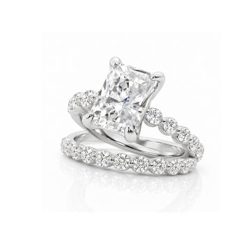 14K White Gold Lab Grown Diamond Engagement Ring & Wedding Band Set