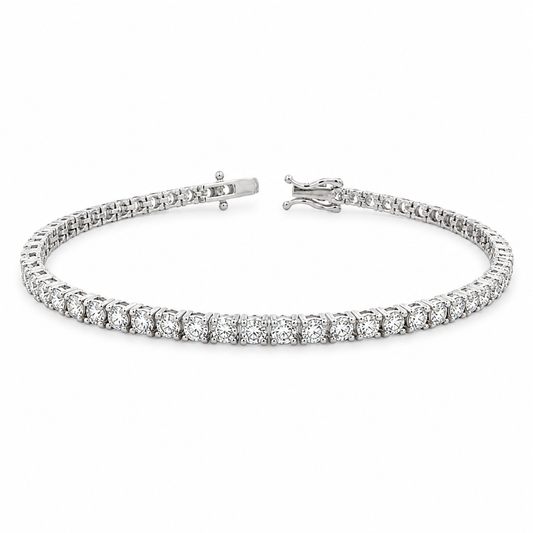 14K White Gold 4-Carat Lab Grown Diamond Tennis Bracelet