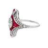 Estate Platinum Diamond and Ruby Ring