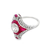 Estate Platinum Diamond and Ruby Ring