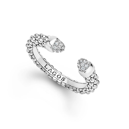 Lagos Sterling Silver Diamond Mini Versa Stacking Ring