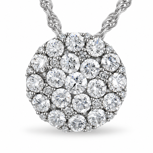 Allison Kaufman 14K White Gold 1 Carat Diamond Circle Pendant with Chain