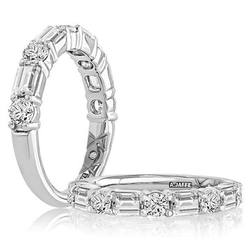 14K White Gold Alternating Diamond Anniversary Band