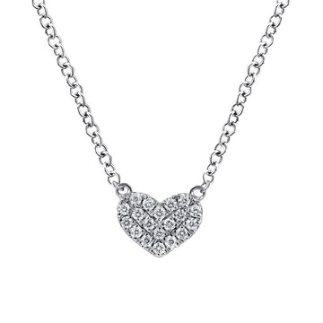 Gabriel & Co. 14K White Gold Pave Diamond Pendant Heart Necklace