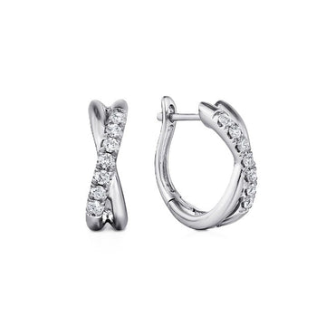 Gabriel & Co. 14K White Gold Twisted Diamond Huggie Earrings