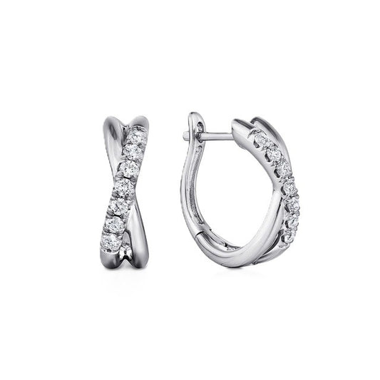 Gabriel & Co. 14K White Gold Twisted Diamond Huggie Earrings