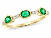 Allison Kaufman 14K Yellow Gold Bezel-Set Emerald and Diamond Ladies Wedding Ring