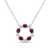 18K White Gold Ruby and Diamond Circle Necklace