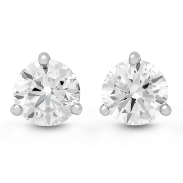 14K White Gold 1/2 Carat 3-Prong Diamond Studs